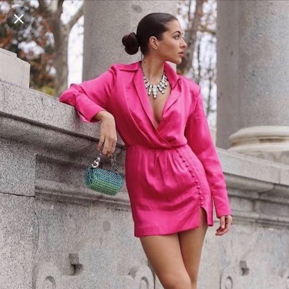 💜 ZARA PURPLE SATIN LONG SLEEVE BUTTON MINI DRESS! - Picture 15 of 16